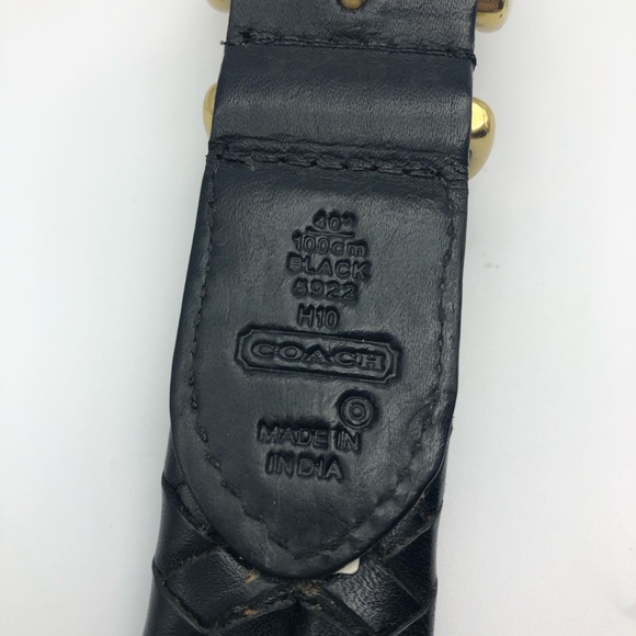 COACH Black Leather Braided Belt Size 42 inches XL - Picture 9 of 9